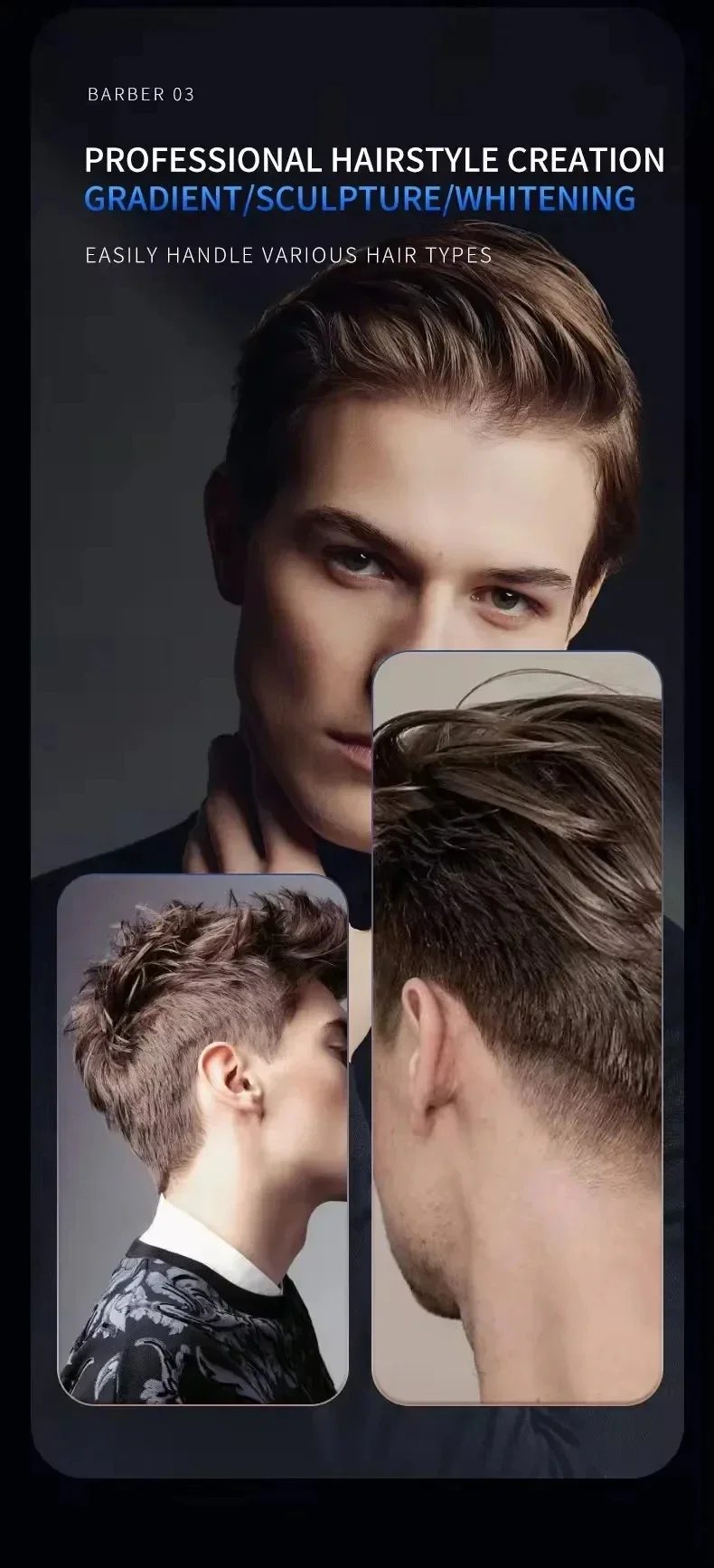 2361 Professional Clipper Barber Hair Trimmer Beard Rechargeable Haircut hine 10000 RPM Trimer For Men_viptrois.com