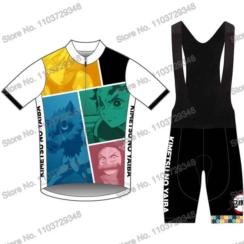 Demon Slayer Cycling Jersey Men's Set Summer Cycling Clothing Road Bike Shirt Short Sleeve MTB Women Bicycle Bib Shorts