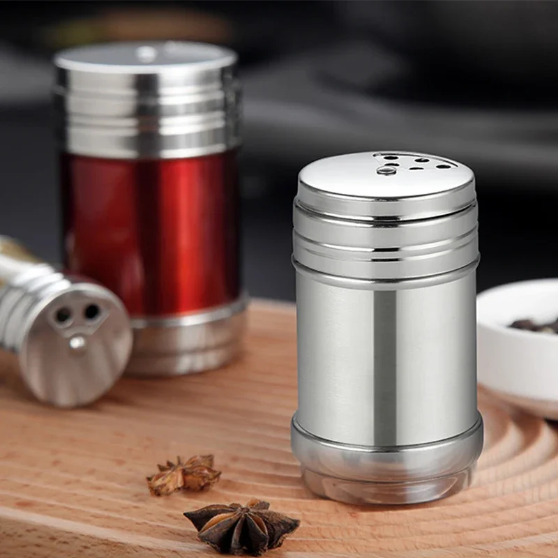 Stainless Steel Spice Jar Rotating Cover Barbecue Salt Sugar Bottle Shaker Pepper Seasoning Can Home Kitchen Seasoning Tools seasoning jar salt shaker spices bottle salt pepper shakers