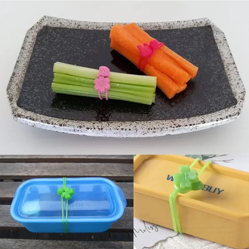 Lunch Bento Box Accessories Fruit Food Picks Silicone Cups Lunch Box Dividers and Multi-Purpose Silicone Wrap Bands Sauce Case