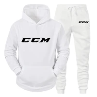 CCM Man Sets Hat Running Hoodie Sweatpants Men's Set 2PK Autumn Winter clothing Casual Woolen Hoodie suit Sportswear men sets 1