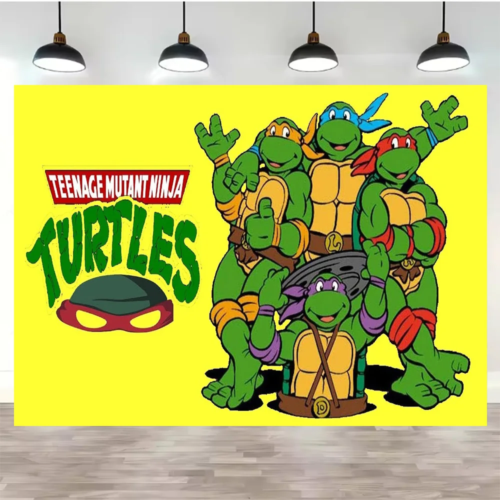 Fondo con tema de tortugas Ninja de dibujos animados, suministros para  fiesta de cumpleaños, decoración, pancarta verde para adolescentes,  fotomatones, cabina, regalos para niños y bebés - AliExpress, image size:1000x1000