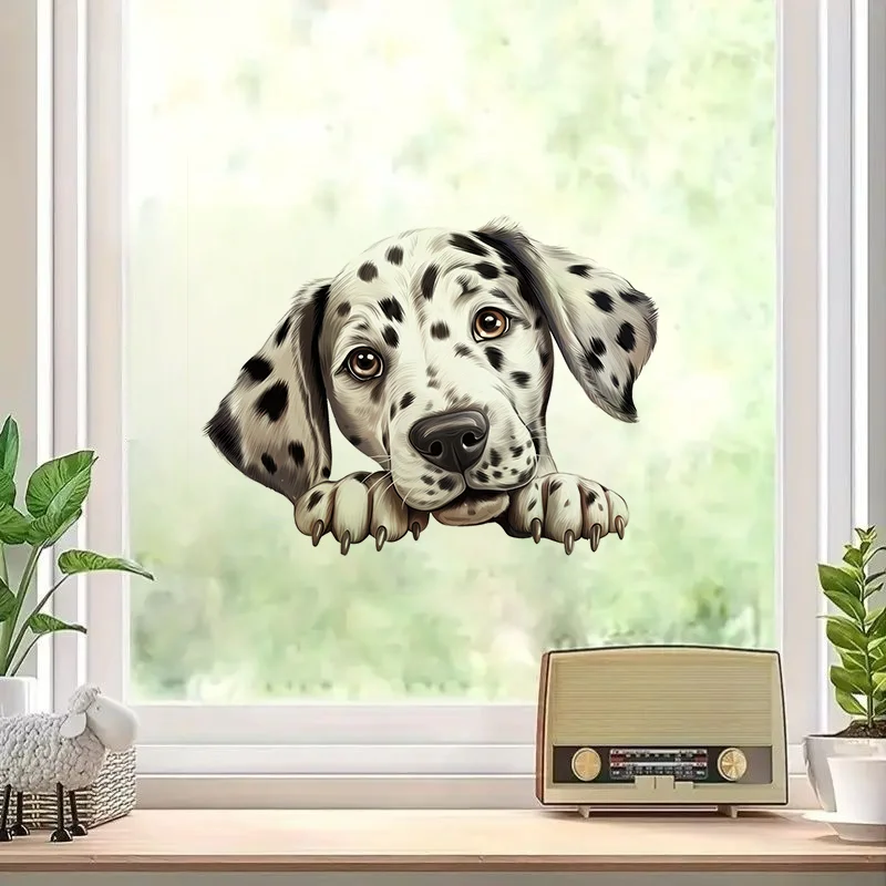 DK116# Prone Dalmatian Dog Stickers Decoration for Living Room, Wall, Bedroom, Toilet and Home Decor Car Decals Self-Adhesive
