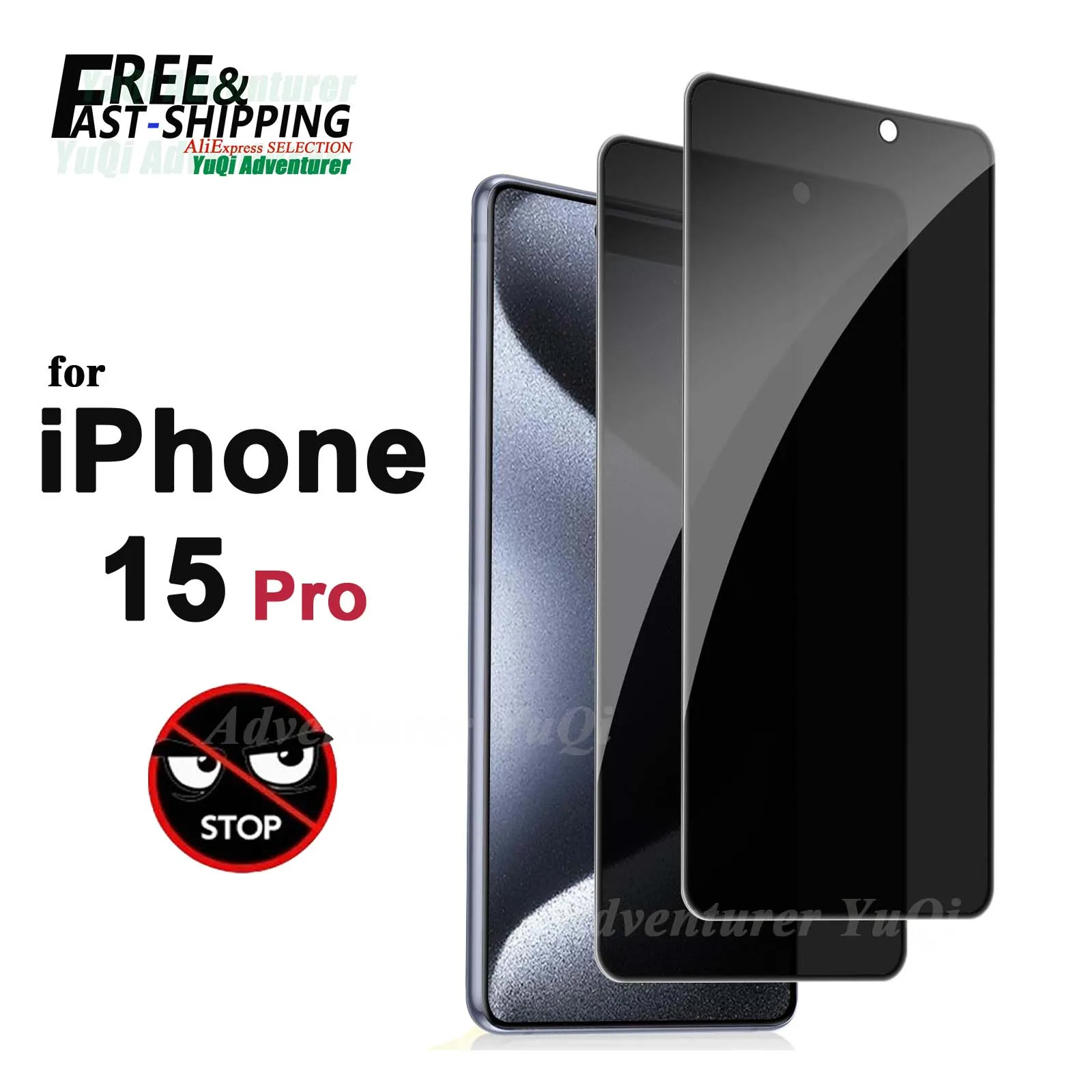 

Anti Spy Screen Protector For iPhone 15 Pro Tempered Glass Privacy Peep Scratch 9H Case Friendly SELECTION Fast Free Shippin