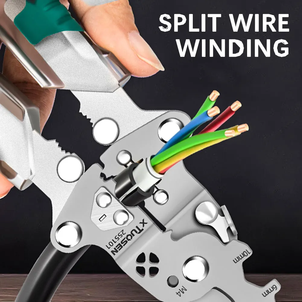 Multi-function Wire Stripping Plier Foldable Voltage Testing Cable Cutter for Cutting Stripping Crimping Wires Electrician Plier