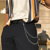 Jeans à la taille en métal de style punk, accessoires de mode, pendentif hip-hop, pantalon polyvalent 2