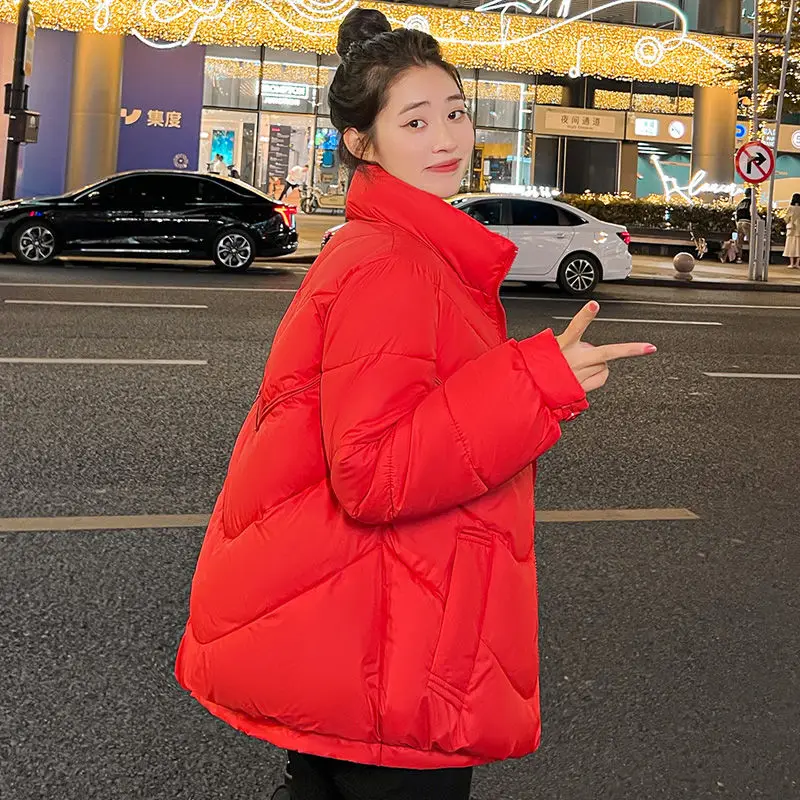 2023 New Women Down Cotton Coat Winter Jacket Female Short Parkas Loose Thick Warm Outwear Leisure Time Versatile Overcoat