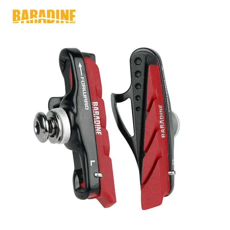 

Road Bike C-Clamp Brake Blocks Baradine Metal Rim Side Pull C-Brake Friction Pads Light Weight Alum. Shoes Inserts Replaceable