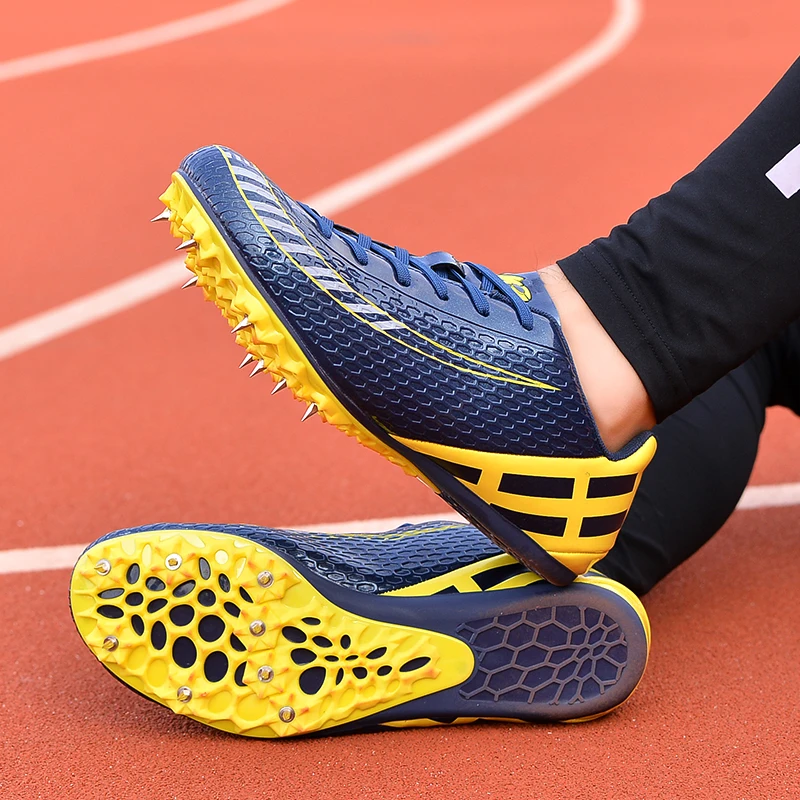 Men Track Field Shoes Spikes Running Training Nails Race Shoes Professional Light weight Soft Waterproof Long Jump
