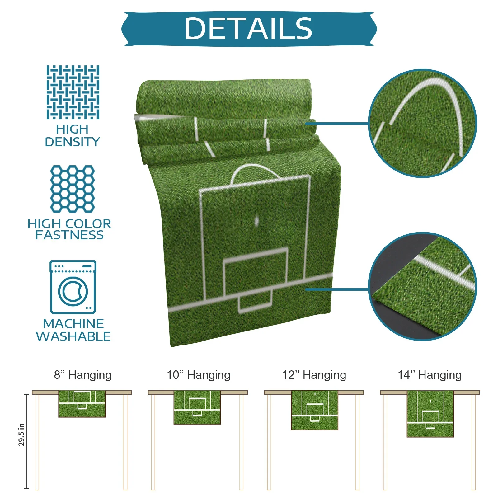 Football Field Lawn Game Table Runner Wedding Decoration Rectangular Dining   Cover Kitchen Decor  Cloth