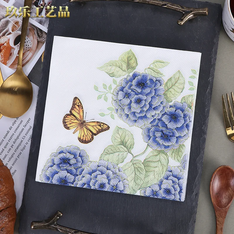 Disposable tableware Paper napkins 20Pcs/Pack Elegant Flowers Decoupage Vintage Flower for Wedding Xmas Party Decor