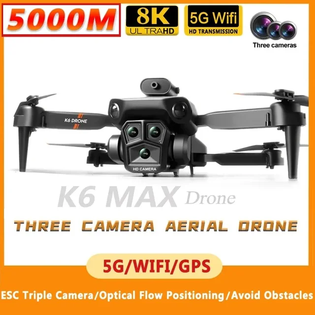 8K Professional Drone HD Aerial Photography Three-Camera Drone One-Key Return GPS Sensors Obstacle Avoidance Quadcopter 5000M 1