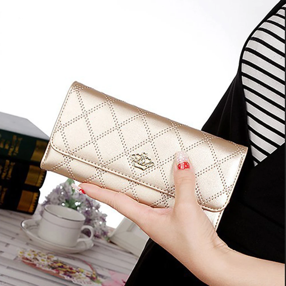 Wallets For Women Cute Pink Pocket Womens Wallets Purses Plaid Pu Leather Long Wallet Hasp Phone Bag Money Coin Pocket Bag 2