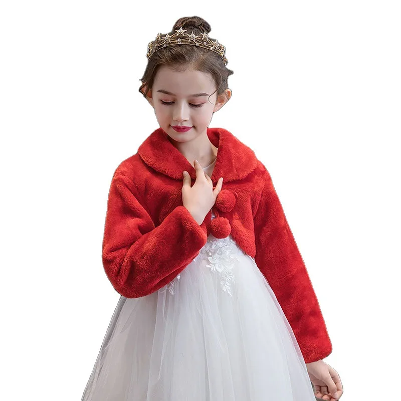 Thicken Plush Bolero Shrug Princess Faux Fur Coat Shoulder Cape Wedding Dress Shawl Wraps Stole Warm Short Jacket fur shawl