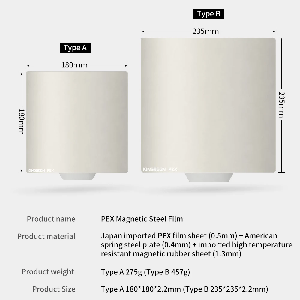 3D 프린터 온상 PEX 플레이트 180/235/310mm 마그네틱 스티커 PEX 스프링 강판 Ender 3 CR10 KP3S 용 PEI 교체