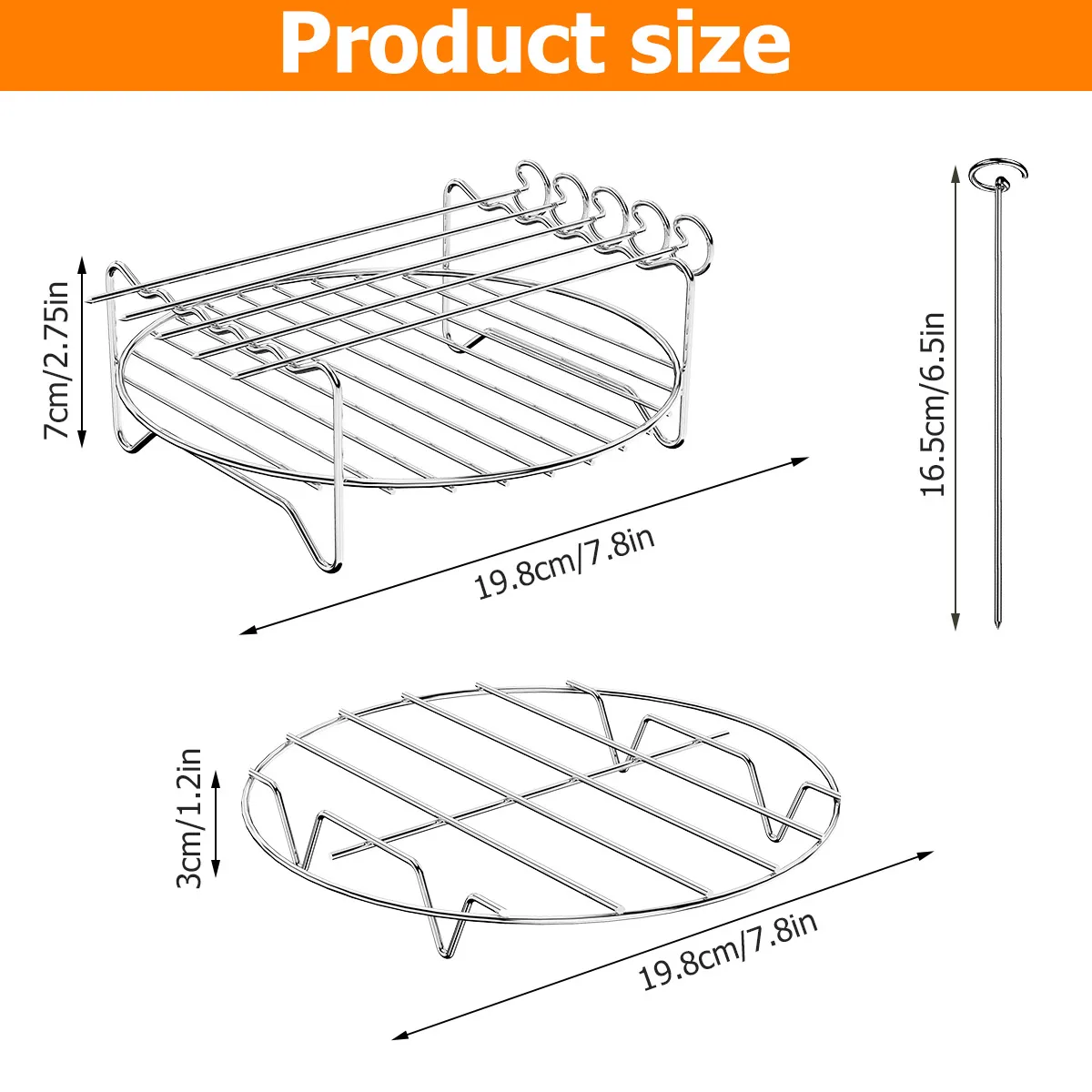 Air Fryer Rack Air Fryer Steaming Racks Stainless Steel Stackable Roasting Racks Airfryer Grill Baking Cooker Kitchen Accessories Cooking Tools