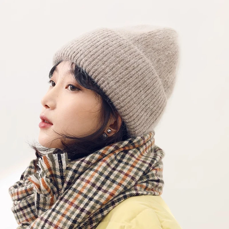 【DIAGONAL】24FW ANGORA BEANIE Fluffy Angora Wool Beanie Winter Hat Women Extra Fluffy and