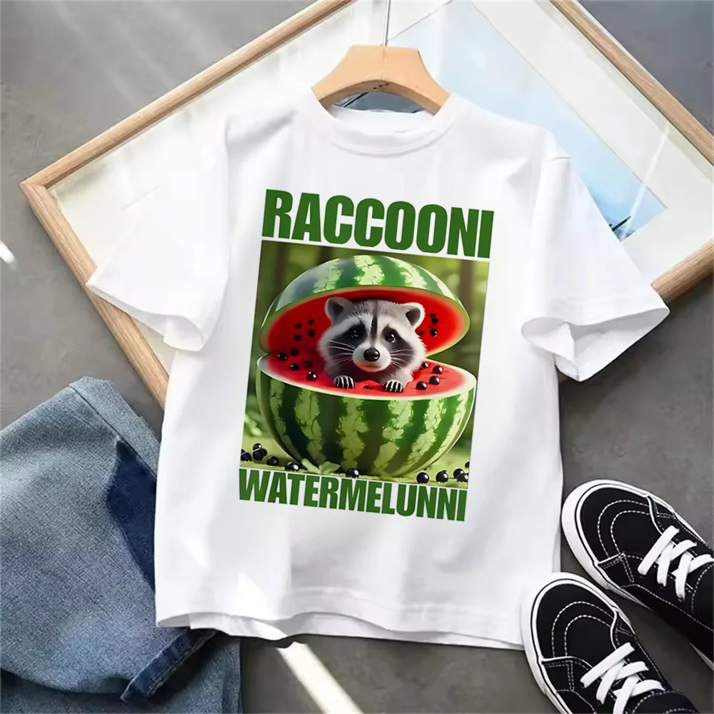 Italian Brainrot Animals Kids T-shirt - Cute and Absorbent Casual Summer Tee