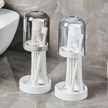 Multifunctional Toothbrush Holder with Dust Cover & Drainage Design 1