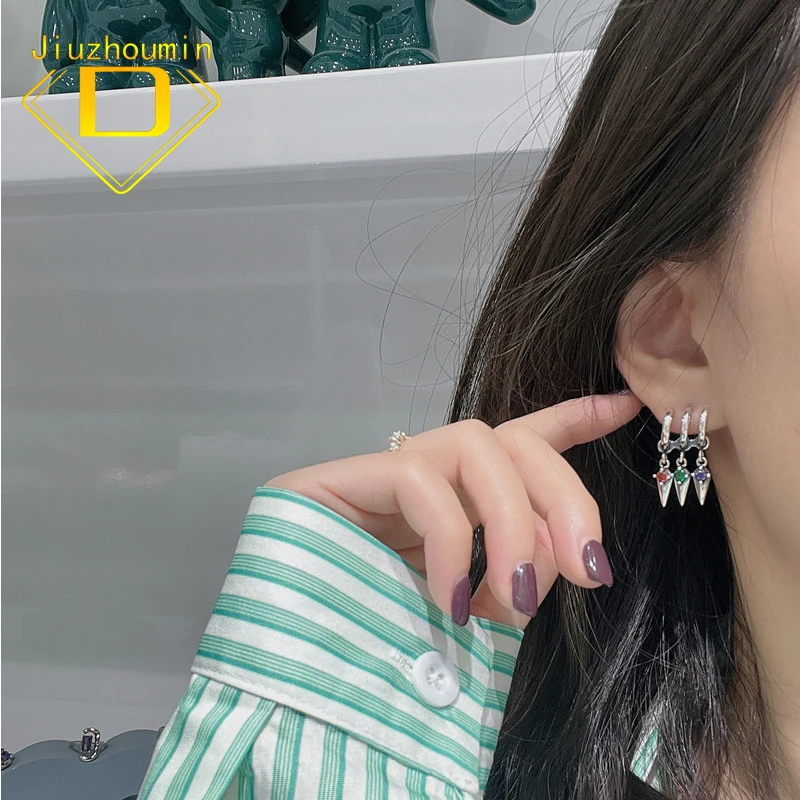 

S925 Sterling Silver Personalized Design Three Layer Color Willow Stud Earrings Fashion Men's and Women's Earrings