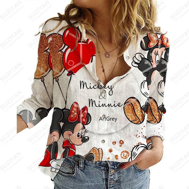 

Disney Shirt2022 новый дизайн темпераментная рубашка с длинным рукавом Женские топы и блузки женские рубашки повседневные рубашки модная новинка