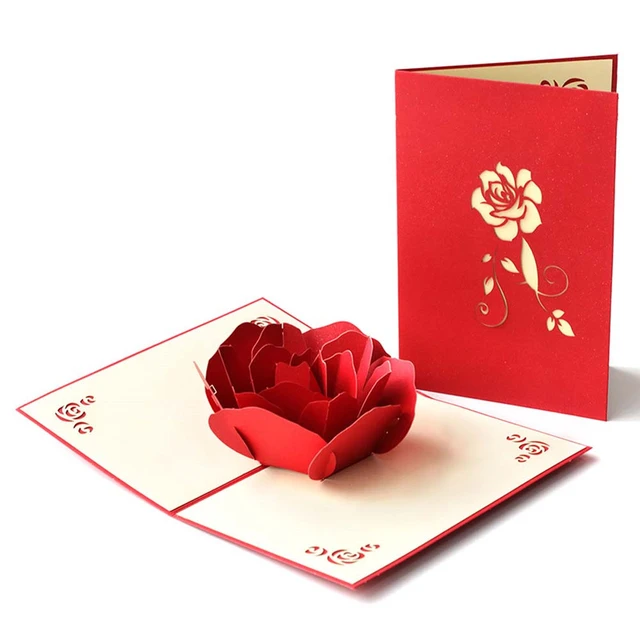 3D Three-dimensional Rose Greeting Card Creative Blessing Handmade