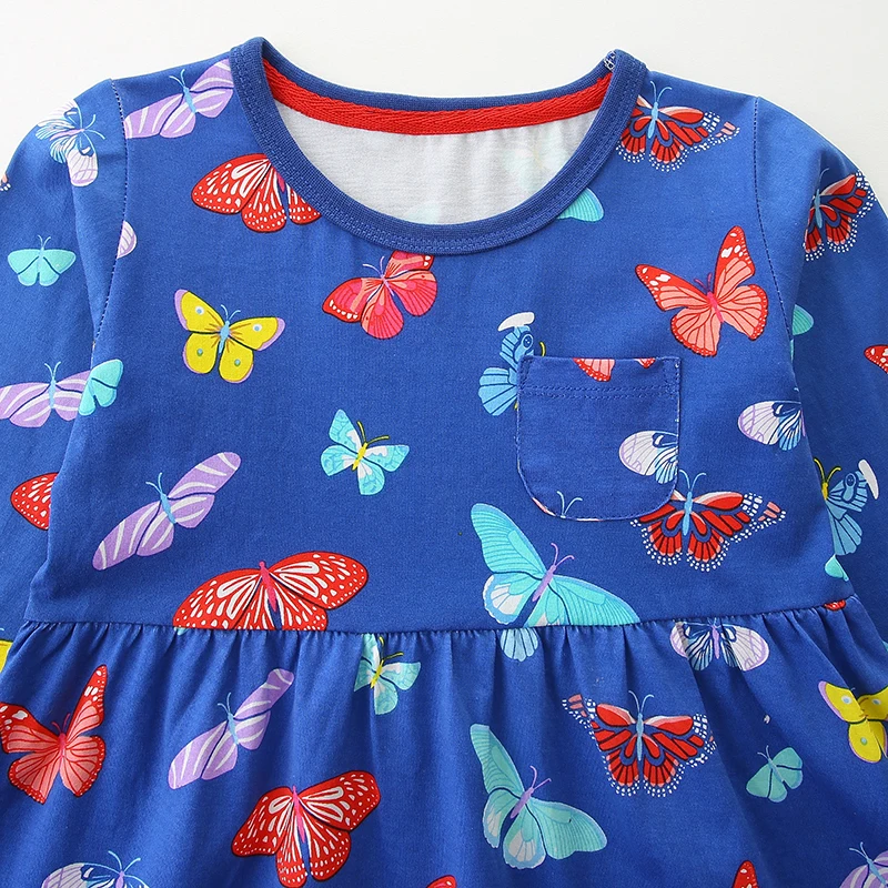 Spring Children's Clothing Kids Clothes 2025 Autumn Cotton Fall Baby Girls Long Sleeves Cartoon Butterfly Dresses
