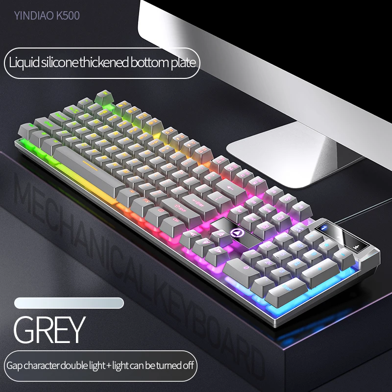 Teclas Teclado de Jogos com Fio Teclado Cor Correspondência Backlit Mecânica Sentir Computador E-esportes Periféricos para Desktop Portátil 104 - Imagem 5