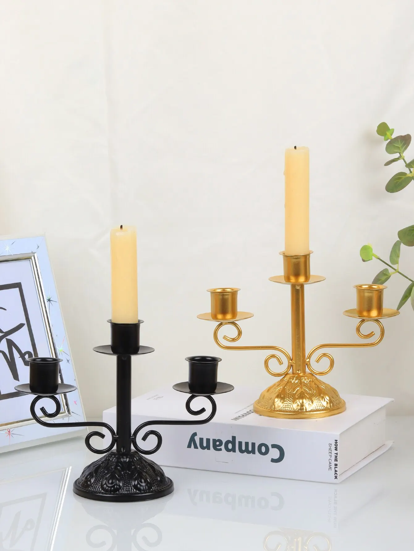 1pc European Vintage Candlestick Decoration Dining Table Romantic Candlelight Dinner Props Western Food Nordic Candlestick candle holders