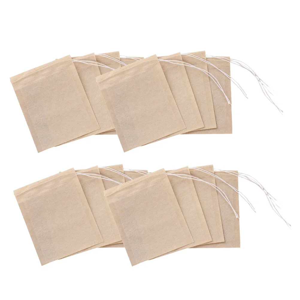 200pcs Drawstring Tea Filter Bags Unbleached Paper Tea Bag Infuser Sachets for Loose Leaf Coffee 5x7cm