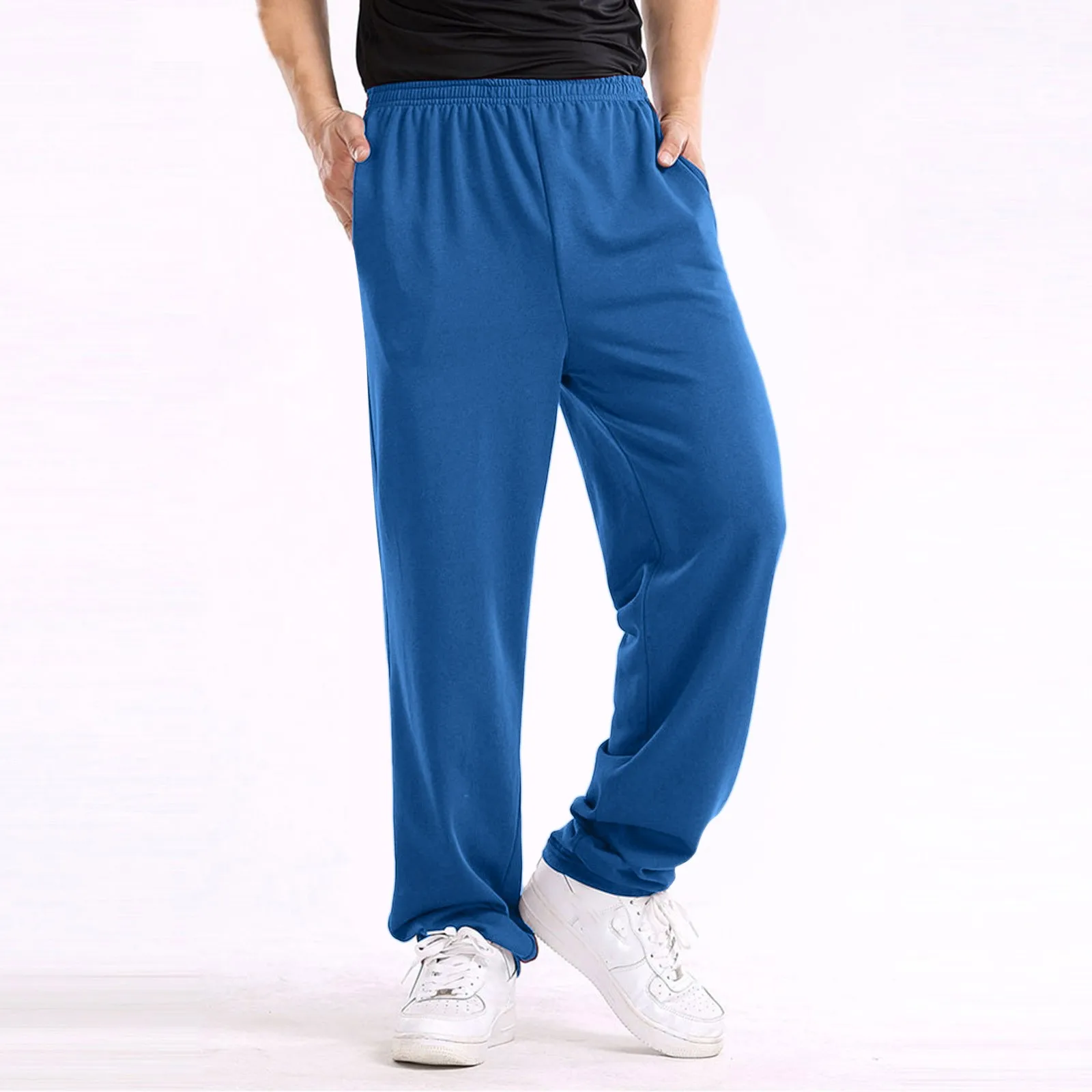 Men'S Solid Color Slim Fitted Sweatpants Casuals Loose Trousers Straight Plus Size Summer Elasticity Pants Mens Home Pants