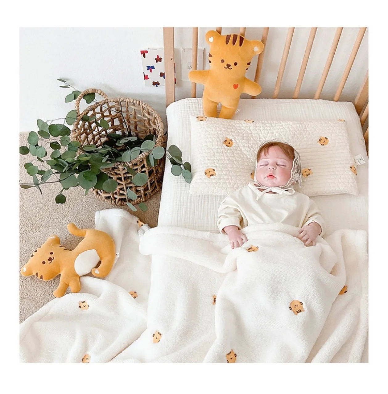 Instagram Quilted Animal Newborn Baby Breathable Double sided Pillow Pure Cotton Anti-mite 0-12 Month Flat Pillow