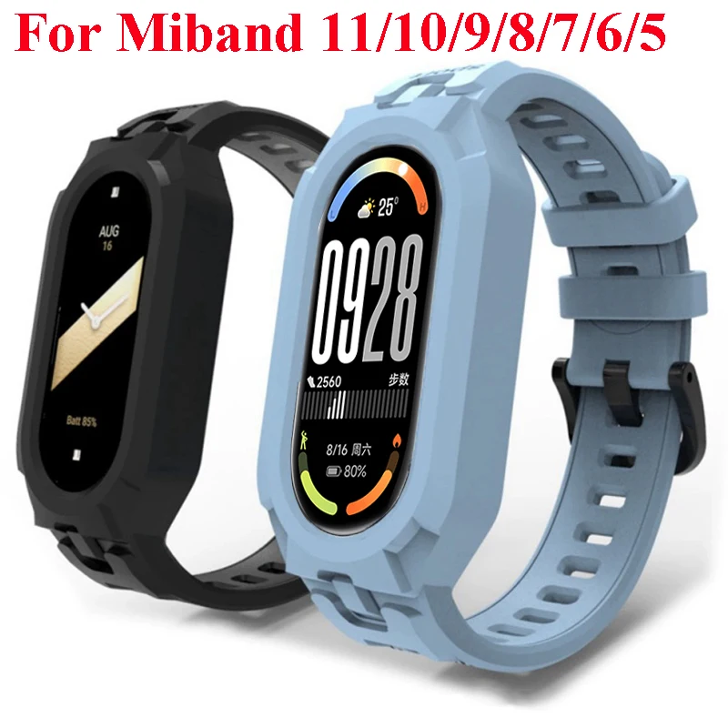 Für Mi Band 11 Armband Xiaomi MiBand 10 9 8 7 6 5 Handgelenksband Uhrenersatz Weiches TPU Silikon Miband 8 Armband 2-in-1 Bandhülle