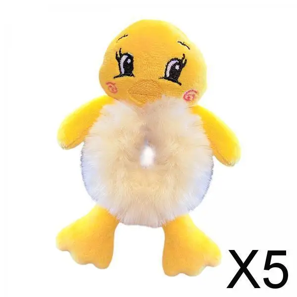 

5X Cartoon Plush Hair Ties Cute Decoration for Women Children Yellow
