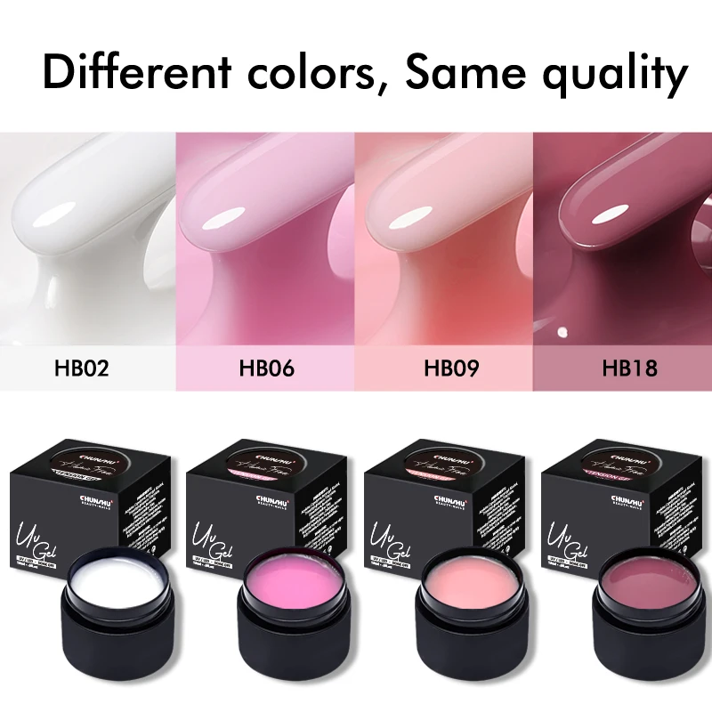 Description Picture 3 of itemCHUNSHU 15G Hema Free Extension Nail Gel Milky White Clear Pink Color Quickly Builder UV LED Hard Gel Nail Art Construction Tool