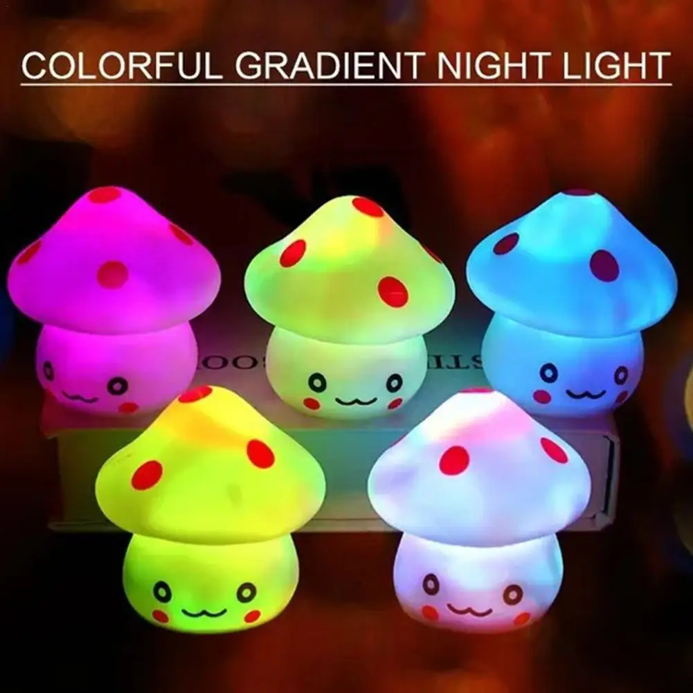 

1pcs Colorful LED NightLight Mushroom Luminous Lamp Bedroom Baby Child Sleeping Light Home Decoration Novelty Lamp Luminous Toy