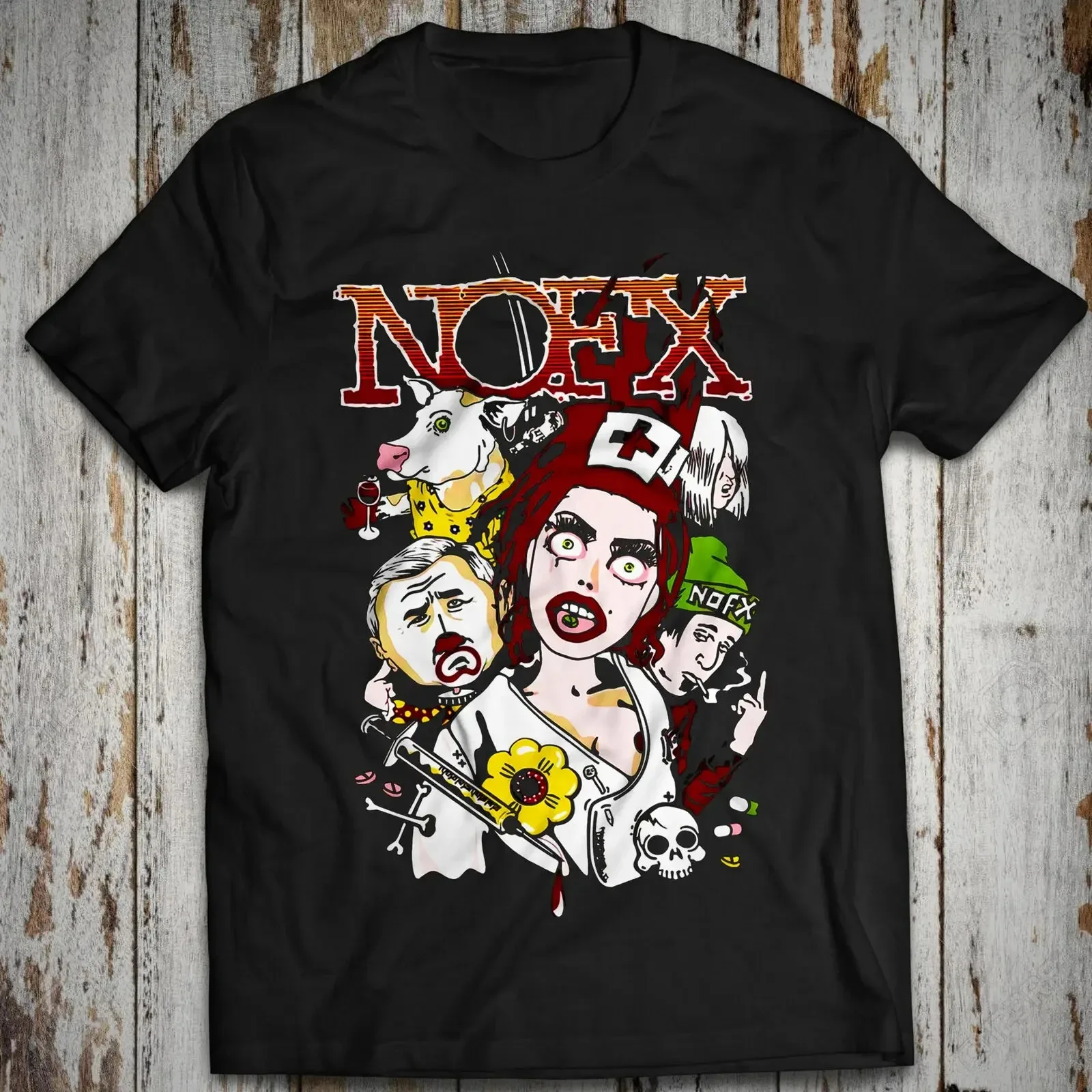 Sommer-Baumwoll-T-Shirt NOFX Rock Band Grafik-T-Shirt Übergroßes Y2k Unisex Herren Damen Hochwertige Kurzarm-Tops Modekleidung