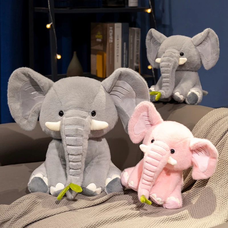 Nice 1pc 25/40cm Cartoon Cute Elephant Plush Doll Long Nose Pink Grey Sitting Animal Stuffed Toy Home Decor Gift For Boys Girls