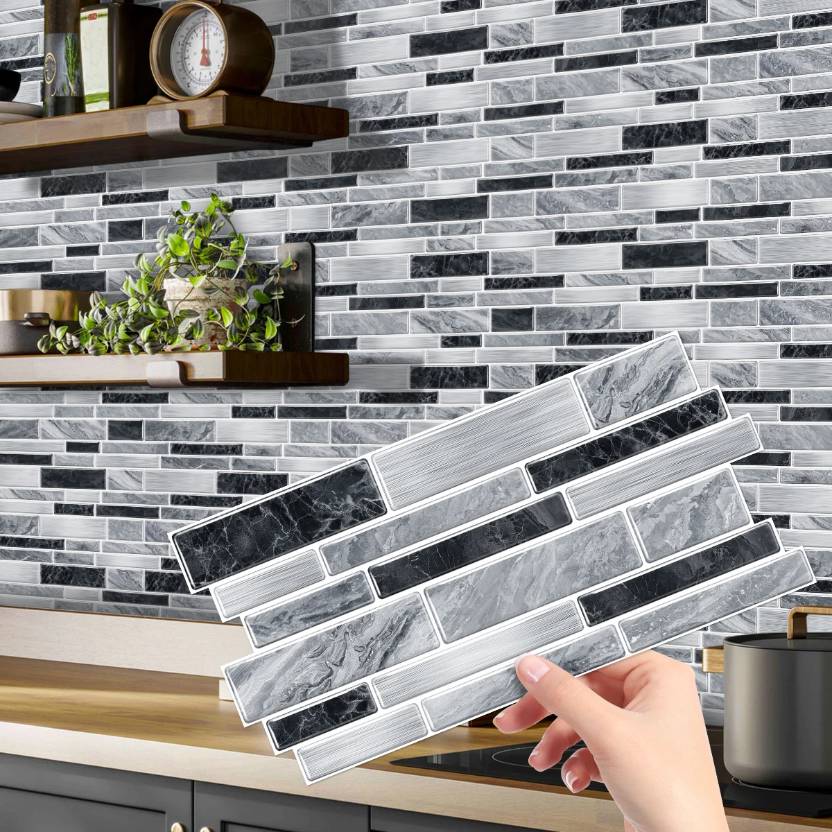 12/24/48pcs Peel And Stick Tile Sticker Self Adhesive Stick On Tile Backsplash For Kitchen Bathroom, Bedroom Decoration