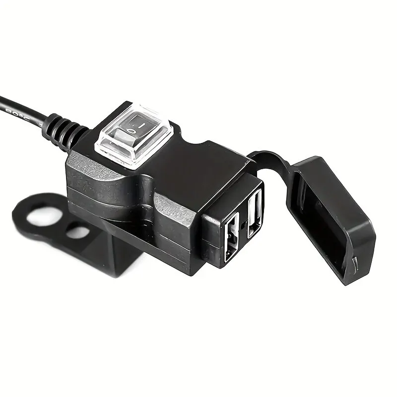 1pc Motorrad Dual USB Ladegerät Adapter Rückspiegel wasserdichte Netzteil buchse für iPhone Samsung Huawei – Detail 1