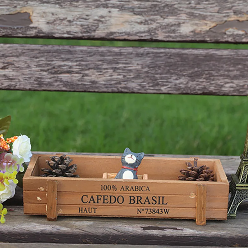 Natural Wooden Flowerpot Garden Decor Trough Decor Pots Succulent Boxes Rectangle Vase Vintage Crates Wood Flower Pot Home Tools