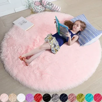 Super Soft Plush Round Rug Mat Fluffy White Carpets For Living Room Home Decor Bedroom Kid Room Decoration Salon Thick Pile Rug 1