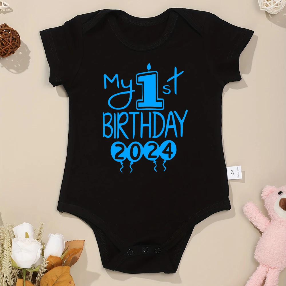 My 1st Birthday 2024 Pattern Baby Boy and Girl Clothes Onesies Cotton Popular Family Party Gift Newborn Bodysuits Fast Delivery