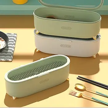 Con vassoio di scarico Organizer per bacchette scatola di immagazzinaggio per posate durevole di grande capacità di alta qualità supporto per stoviglie in plastica antipolvere 1