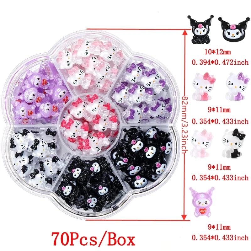 Sanrioed Hello Kitty DIY Nail Art Jewelry Decor Kawaii Kuromi Charms For Manicure DIY Nail Parts Rhinestone Toy Gift for Girls 5