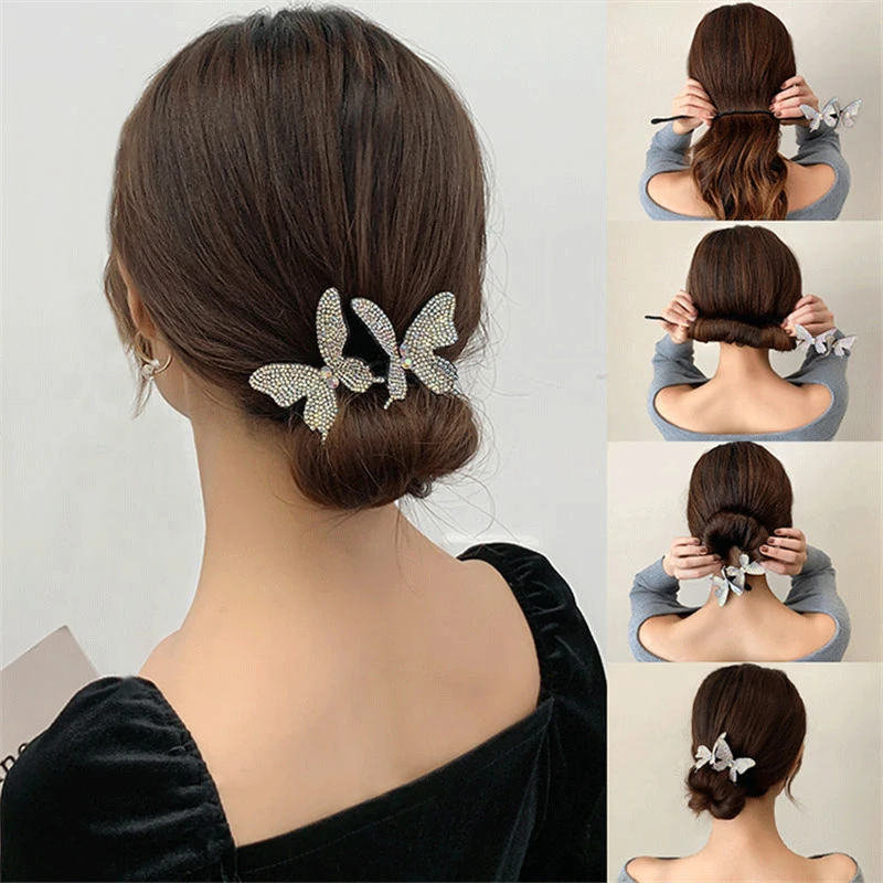 Rhinestones Butterflies Hair | Butterfly Hair Accessories | Hair Bun  Accessories Women - Scrunchie - Aliexpress