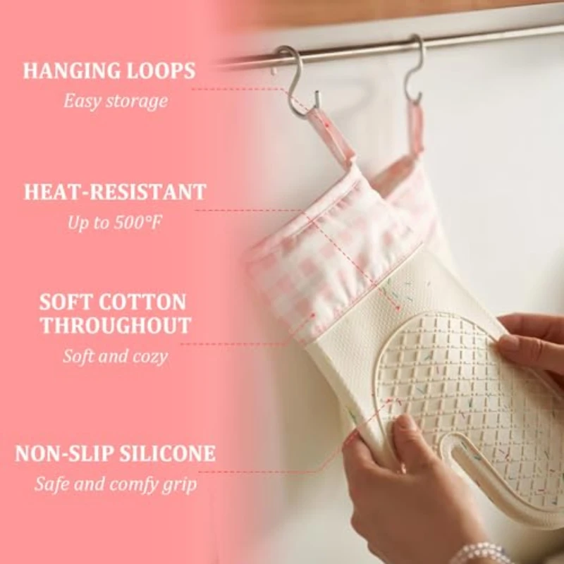 Premium Silicone Oven Mitt Set with Quilted Liner