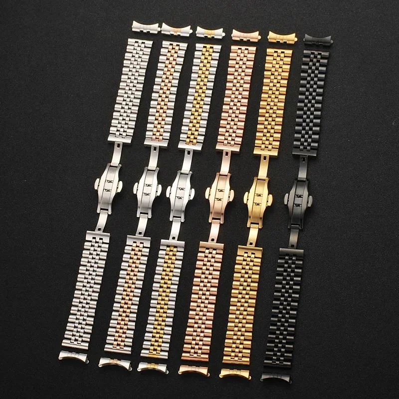 Stainless Steel Solid Watch Band Strap with Hollow Arc Interface