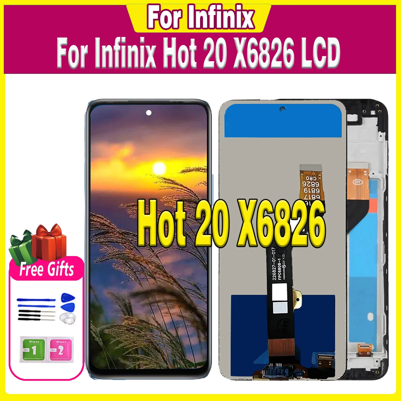 

High Quality 6.82'' Hot20 Screen For Infinix Hot 20 LCD X6826 X6826B X6826C Display Touch Digitizer Assembly Screen