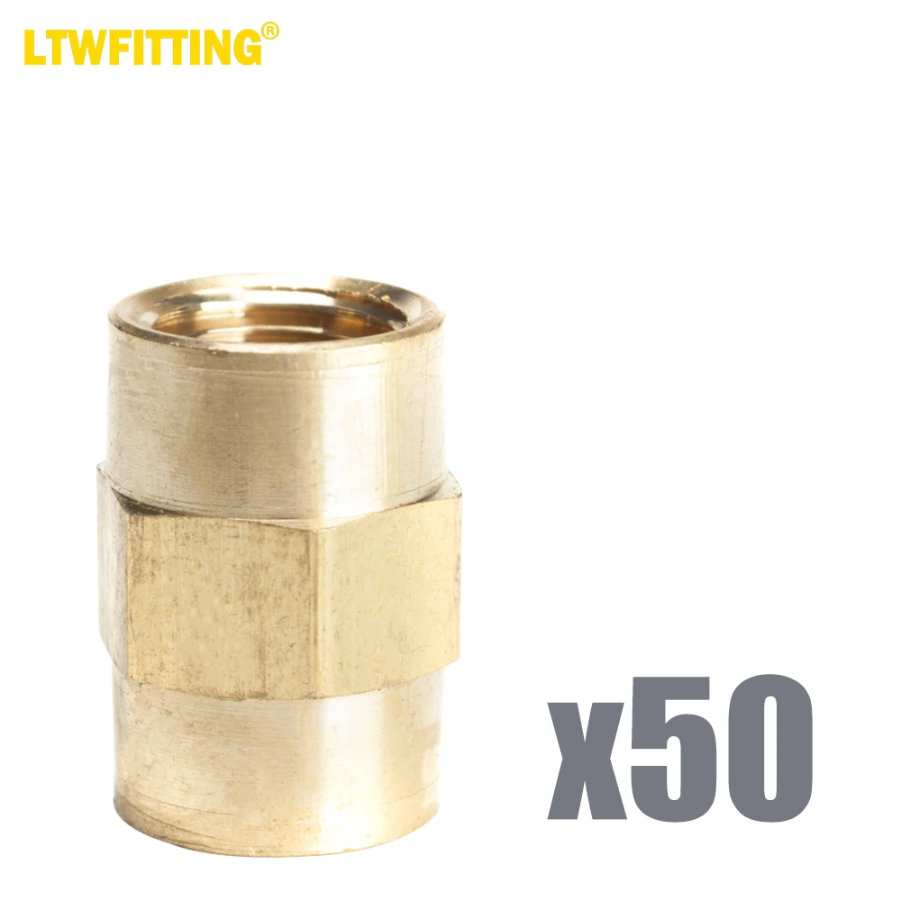 

LTWFITTING Brass Pipe Fitting Coupling Coupler 1/8 x 1/8 Inch Female NPT FNPT FPT Pipe Water Boat(Pack of 50)